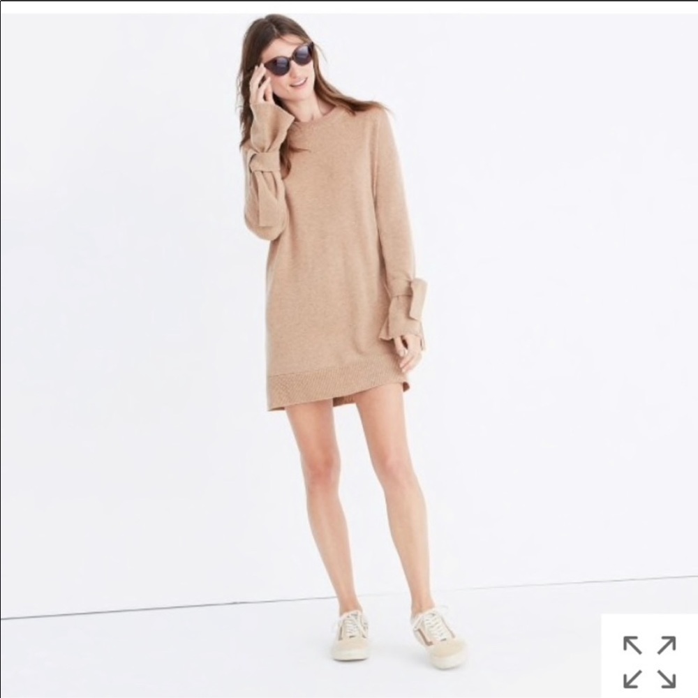 Madewell tie-cuff merino wool sweater dress
